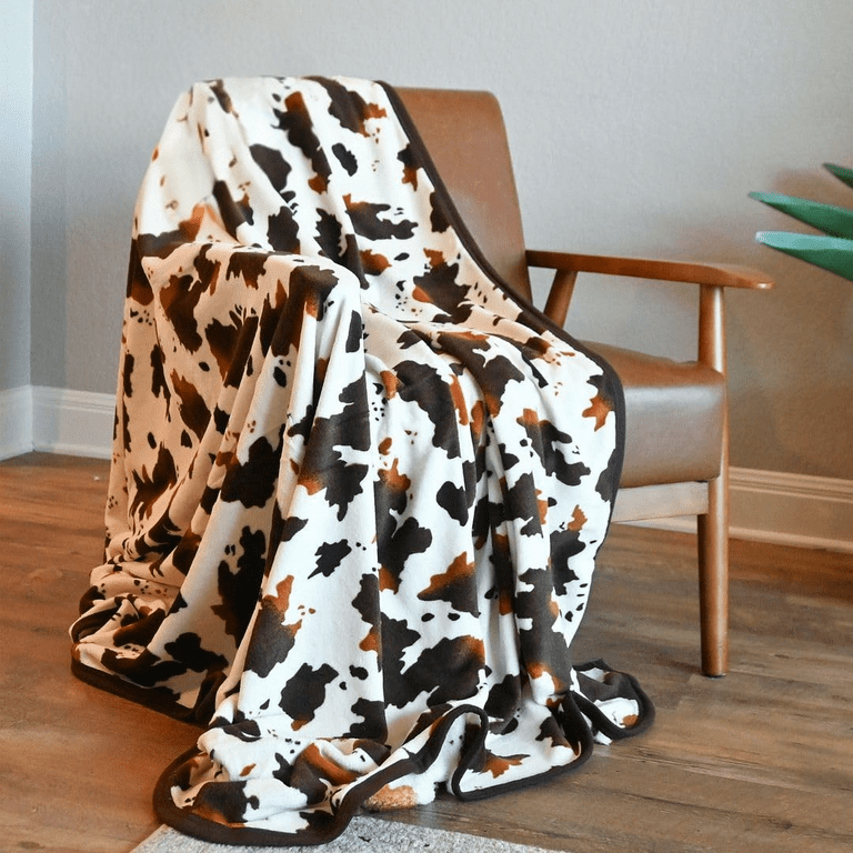 Shop LC Brown Cow Print Blanket White Throw Blanket for Couch