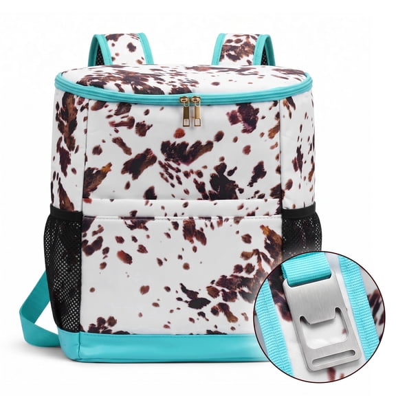 Brown Cow Print Cooler Backpack 24 Cans, Insulated Leak Proof Backpack Cooler Bag, Soft Sided Ice Chest with Side Pockets for Beach Camping Picnic Work Travel
