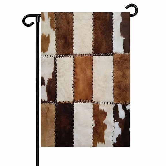 Brown Cow Print Garden Flags for Outside Cow Textured Double Sided Yard Flags Outdoor House Decoration, Small 12X18 Inch,