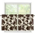 thumbnail image 1 of Brown Cow Print Kitchen Curtains Tiers Set of 2 Rustic Farmhouse Short Window Curtains for Living Room,Bathroom,Office Room Cafe, 1 of 6