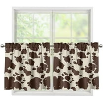 Brown Cow Print Kitchen Curtains Tiers Set of 2 Rustic Farmhouse Short Window Curtains for Living Room,Bathroom,Office Room Cafe