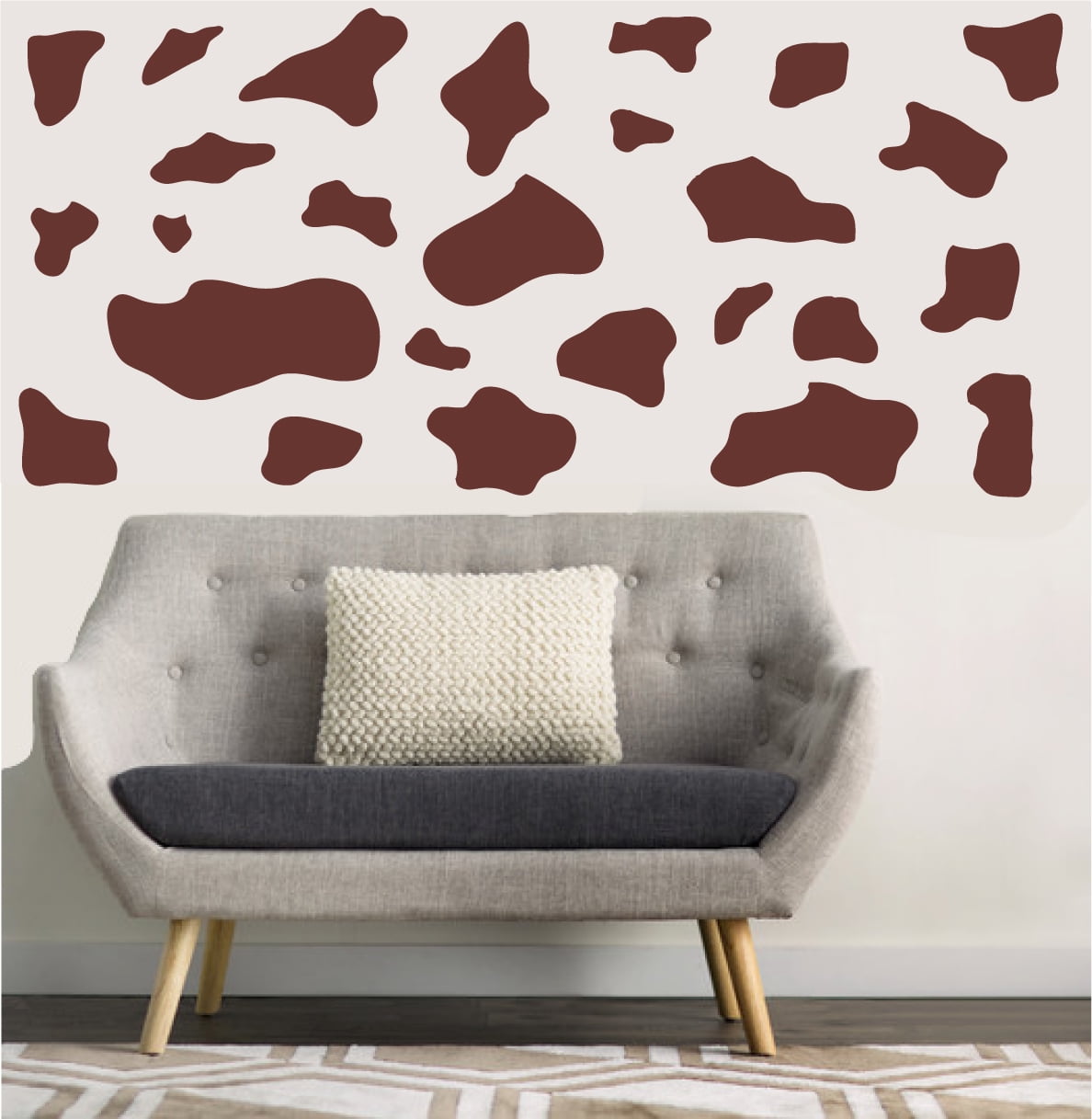 Brown Cow Print Wall Stickers Decals Country Farmhouse Decor