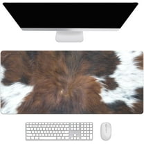 Brown Cowhide Desk Mat, Desk Accessory, Cute Workspace, Trendy Workspace, Trendy, 35.4x15.7in Large Gaming Mouse Pad, Cute Desk Topper, Pretty Desk Pad