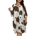 thumbnail image 1 of Brown Cowhide Leather Sleepshirts For Sleeping Travels Loose Sleepdress Pajama Dress Soft Nightdress Sleepwear, 1 of 7