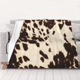 Brown Cowhide Printed Warm Flannel Fleece Plush Blanket Soft Sofa Throw