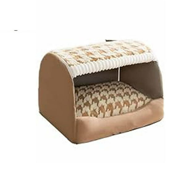 Brown Cozy Dog House Comfy Doghouse Bed Foldable Warm Pet Bed With Removable Cover, Soft Cotton Material For Small Large Dogs Cats Indoor Outdoor Use, 30X20X15In 2.5Lb