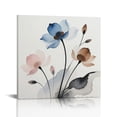 Brown Cream Grey Teal Floral Canvas Print, Ready to Hang, Wall Art ...