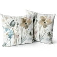 thumbnail image 1 of Brown Cream Grey Teal Floral Pillow Covers Watercolor Flower Couch 16x16'''' Pillow Cases Rustic Abstract Modern Throw Pillows Set of 2 Farmhouse Home Decor for Room Bedroom Bed Cushion Outdoor, 1 of 6