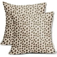 thumbnail image 1 of Brown Cream Pillow Covers 16x16 Set of 2 Boho Design Polka Dot Throw Pillows Modern Brush Strokes Print Decorative Outdoor Pillowcase Square Cushion Cover Linen Case for Home Sofa Couch Bed, 1 of 6