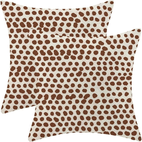 Brown Cream Polka Dot Pillow Covers 18x18 Inch Set of 2 Boho Outdoor Decor Throw Pillows for Couch Modern Design Watercolor Aesthetic Decorative Cushion Cases for Home Sofa Bed Decorations