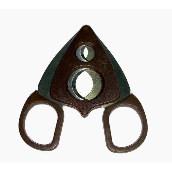 Brown Credo Stainless Steel 2 Blade Special T Dual Cigar Cutter Scissor - 2400