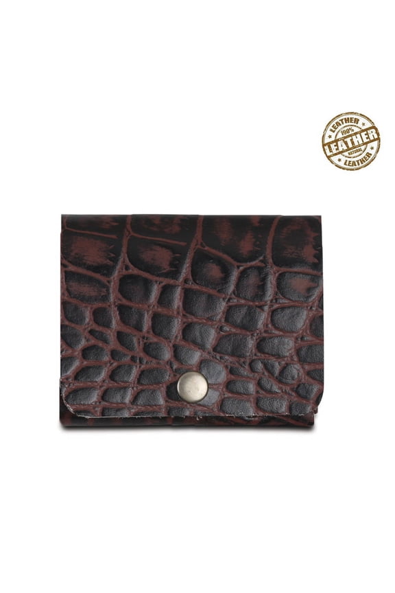 Brown Croc Print Slim Leather Unisex Wallet/ Leather Card wallet / Leather Cash Wallet