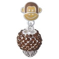 thumbnail image 1 of Brown Crystal Sparkle Spinner - Monkey Face Charm Bead, 1 of 1