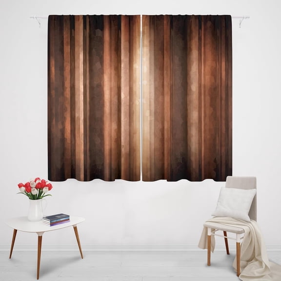 Brown Curtains 42Wx54H Inch Rod Pocket Rustic Burnt Orange Bedroom Window Drapes Vintage Farmhouse Bronze Country Tan Earth Wooden Simple Small Short Living Room Window Fabric 2 Panels