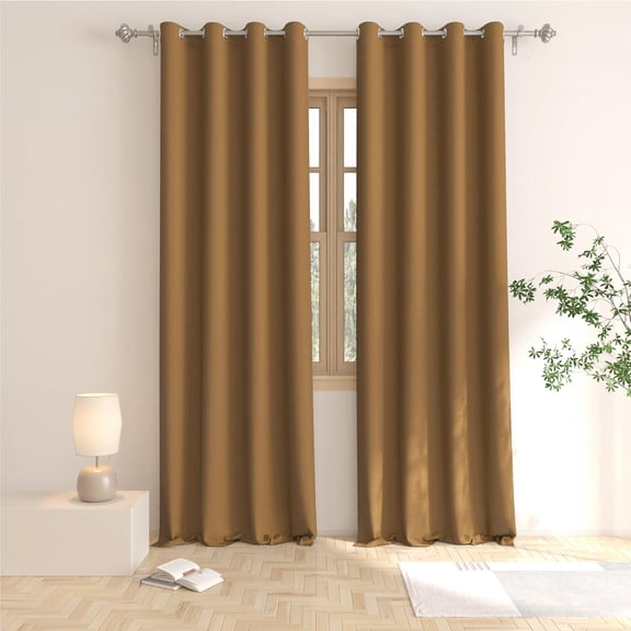 Brown Curtains 92 inches Long Room Darkening Window Curtain Panels Bedroom Living Room Divider Patio Doorway Sliding Glass Door Grommet Top Thermal Insulated Drapes Kitchen Basement 2 Panels 52"x92"