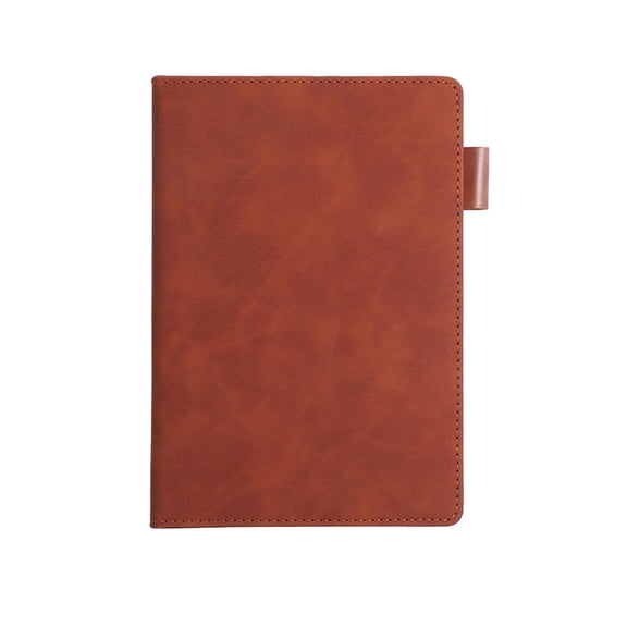 Brown Customizable A5 Leather Business Notebook, 200 Thick Pages, Engraving & Logo Printing Available