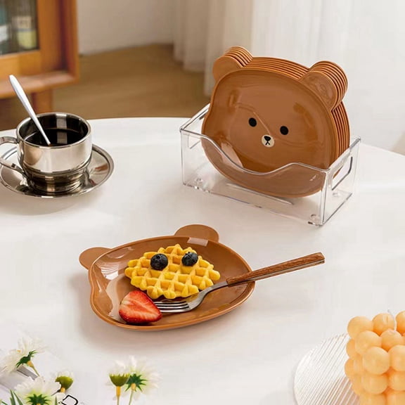 Brown Cute Cartoon Shape Bear Spit Bone Dish Desktop Trash Tray Snack Food Residue Fruit Plate Kitchen Tableware