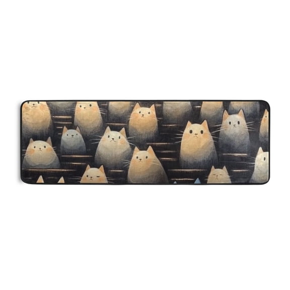 Brown Cute Cat Runner Rug for Hallways Kitchen Non Slip 2'x 6' Washable Hall Carpet for Bedroom Entryway Laundry Room