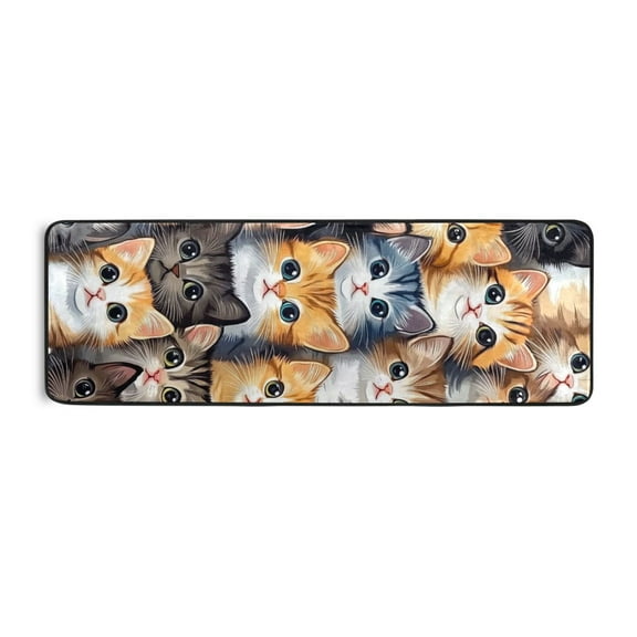 Brown Cute Cat Runner Rug for Hallways Kitchen Non Slip 2'x 6' Washable Hall Carpet for Bedroom Entryway Laundry Room