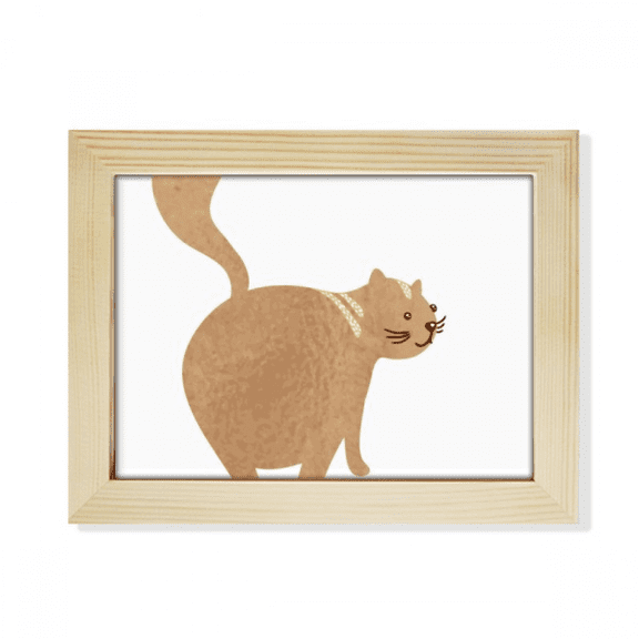 Brown Cute Cat Walking Animal Desktop Photo Frame Picture Art Decoration Painting 6x8 inch