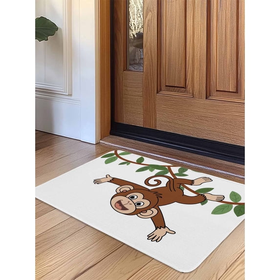 Brown Cute Monkey Door Mat Indoor Outdoor Entrance, Non Slip Rug for ...