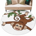 thumbnail image 1 of Brown Cute Monkey Large Area Rugs for Bedroom Living Room, Soft Non Slip Carpet Bedside Rug, Playing Funny Animal on Branch Round Floor Cover Kitchen Accent Rug 7' for Dining Room/Office, 1 of 9