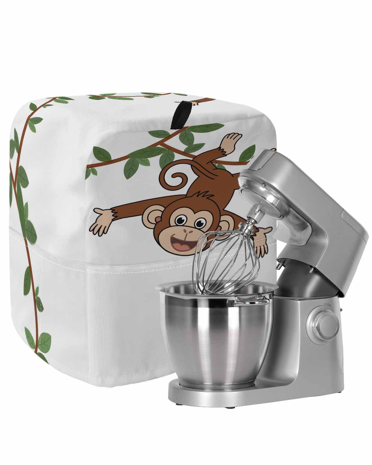 Brown Cute Monkey Stand Mixer Dust Cover with Storage Pocket & Handles ...