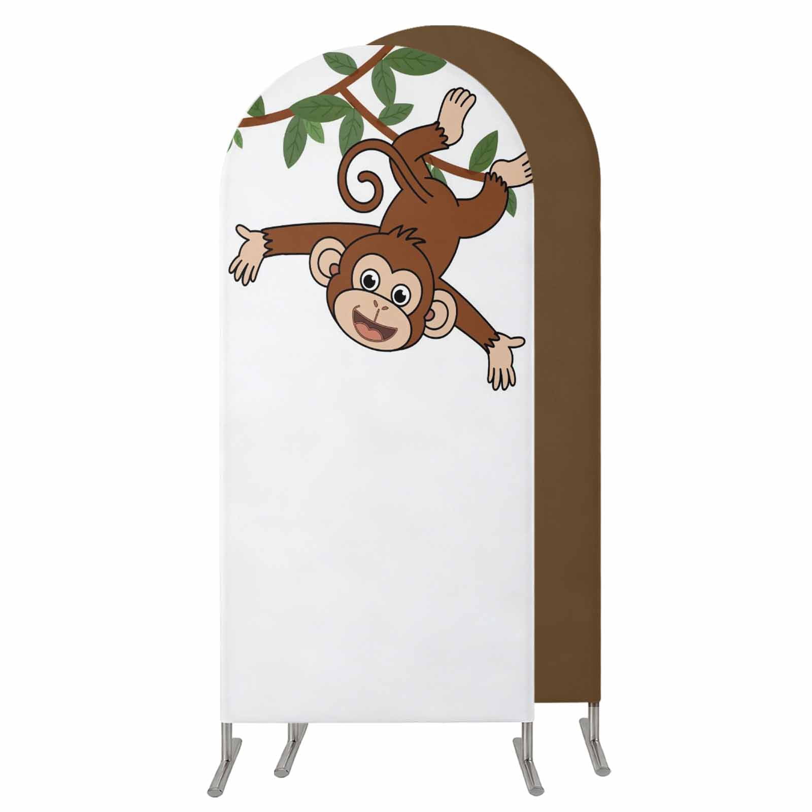 Brown Cute Monkey Wedding Arch Cover, Stretchy Spandex Arch Backdrop ...