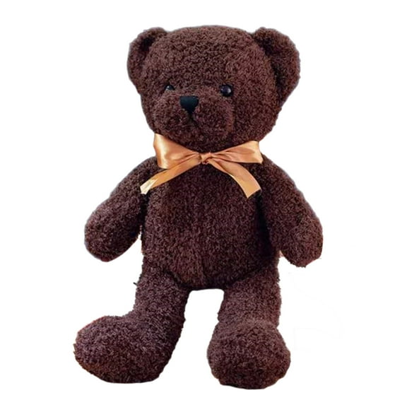 Brown Cute Plush Bear Stuffed Animal Doll With Bow Tie Kids Toys Soft Decorative Pillow Friend Gift For Home Decor 11.81 Inches 1Pcs 0.331Lb
