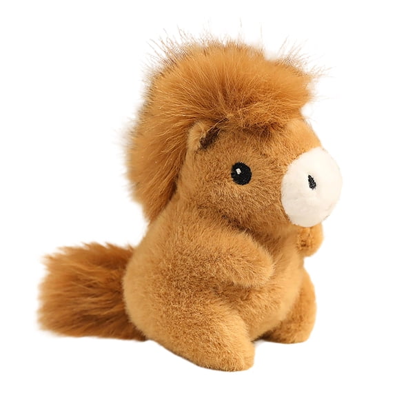 Brown Cute Pony Plush Toy for Desktop Decoration, Soft Companion Doll for Office and Learning Environments