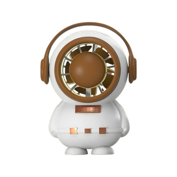 Brown Cute Rechargeable Desk Fan With Light 3 Wind Speeds And Low Noise For Kids Room Decoration Study And Travel Use