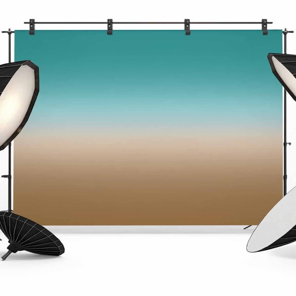 Brown Cyan Backdrop for Photography, Turquoise Gradient Photo Backdrop Portrait Background Party Banner Photo Backgrounds for Studio Booth Props, 10x8ft