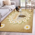 thumbnail image 1 of Brown Daisy Bees 3'x5' Washable Rug, Spring Farmhouse Honey Floral Rings Non-Slip Area Rugs for Entryway Kitchen Classroom, StainResistant Dorm Throw Carpet, Low Pile Soft Indoor Floor Mat, 1 of 9