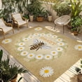 thumbnail image 1 of Brown Daisy Bees Outdoor Rug for Patio/Deck/Porch, Non-Slip Large Area Rug 6 x 9 Ft, Spring Farmhouse Honey Floral Rings Indoor Outdoor Rugs Washable Area Rugs, Reversible Camping Rug Carpet Runner, 1 of 8