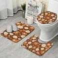 thumbnail image 1 of Brown Daisy Flower Floral Pattern Bathroom Rugs Sets 3 Piece,Toilet Cover Set,Absorbent Non Slip Bathroom Mats Sets with U-Shaped Contour Rug Toilet Rug Set, 1 of 5