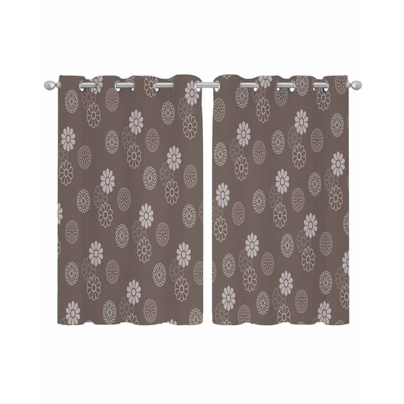 Brown Daisy Sheer Curtains 39 Inch Length 2 Panels Set for Living Room/Bedroom, Modern Farmhouse Chrysanthemum Floral Kitchen Curtains Grommet Semi-Sheer Curtains Drapes Window Treatments 27.5"x39"x2