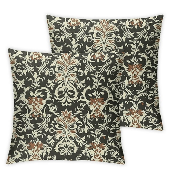 Brown Damask Pillow Cover,Paisley Floral Throw Pillow Covers Boys Girls Teen Adult Room Decor,Vintage Oriental Boho Cushion Covers Gothic Bohemia Style Pillowcases