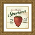 thumbnail image 1 of Brown, David Carter 12x12 Gold Ornate Wood Framed with Double Matting Museum Art Print Titled - Sweet and Juicy Strawberries, 1 of 4