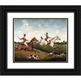 thumbnail image 1 of Brown, David Carter 14x12 Black Ornate Wood Framed with Double Matting Museum Art Print Titled - The Hunt Crop, 1 of 4