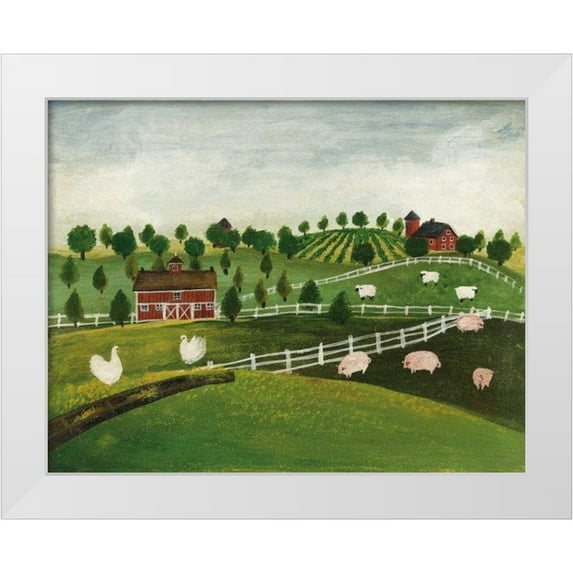 Brown, David Carter 18x15 White Modern Wood Framed Museum Art Print Titled - A Day at the Farm I Bright