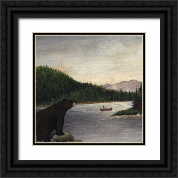 Brown, David Carter 20x20 Black Ornate Wood Framed with Double Matting Museum Art Print Titled - North Woods Bear II