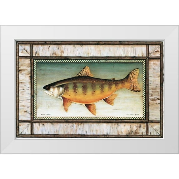 Brown, David Carter 32x23 White Modern Wood Framed Museum Art Print Titled - Brook Trout Birch Border