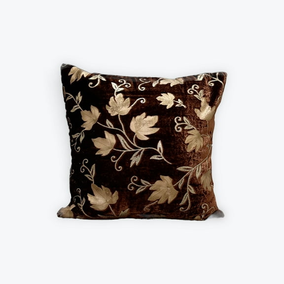 Brown Decorative Design Velvet Accent Throw Pillow Covers for Living Room, 20x20 inch 2Pcs