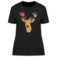 thumbnail image 1 of Brown Deer With Flower Antlers T-Shirt Women -Image by Shutterstock, Female Small, 1 of 2