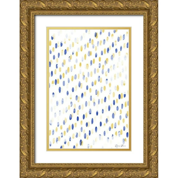Brown, Denise 11x14 Gold Ornate Wood Framed with Double Matting Museum Art Print Titled - Blue Gold Dots