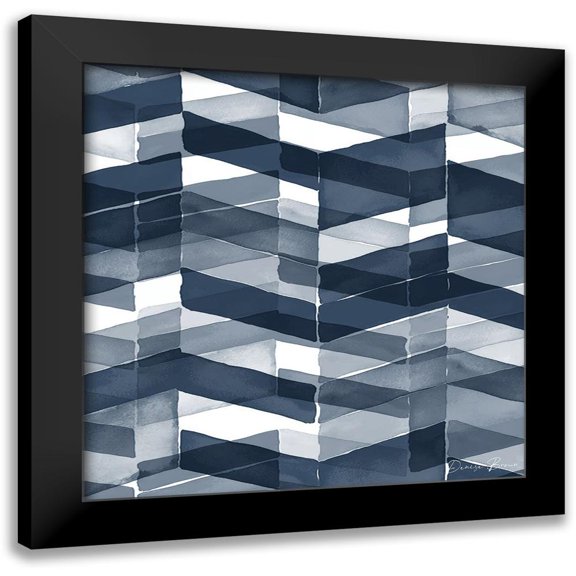 Brown, Denise 12x12 Black Modern Framed Museum Art Print Titled - Blue Geometric 3 Pantone Flat