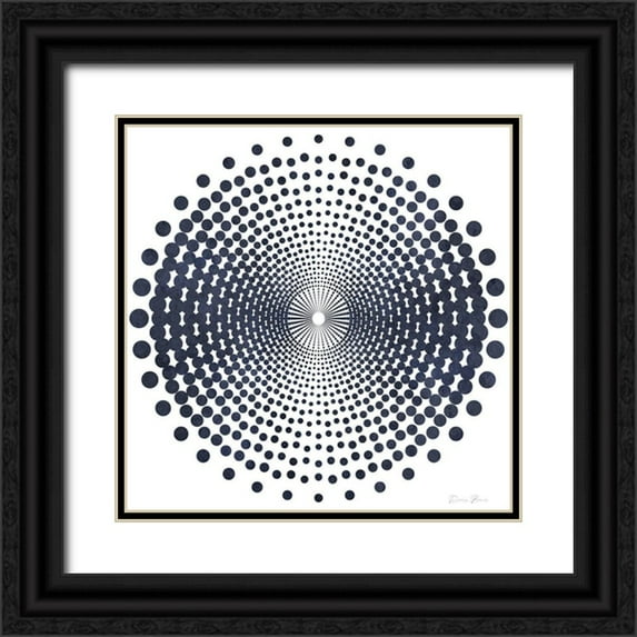 Brown, Denise 12x12 Black Ornate Wood Framed with Double Matting Museum Art Print Titled - Dark Geometric Circles 2