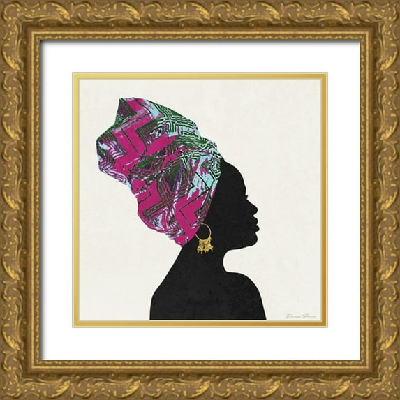 Brown, Denise 12x12 Gold Ornate Wood Framed with Double Matting Museum Art Print Titled - Kente 1