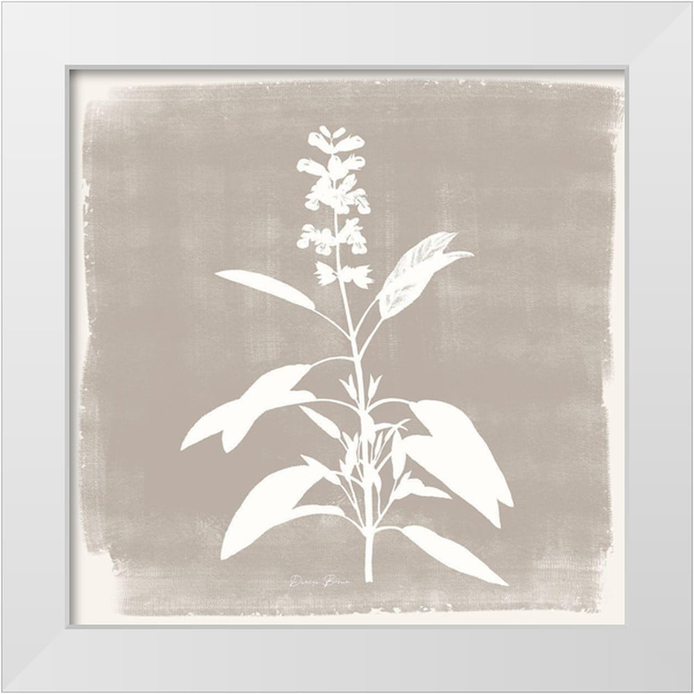 Sophisticated Floral 3 Beige and White Canvas Print with Modern Frame