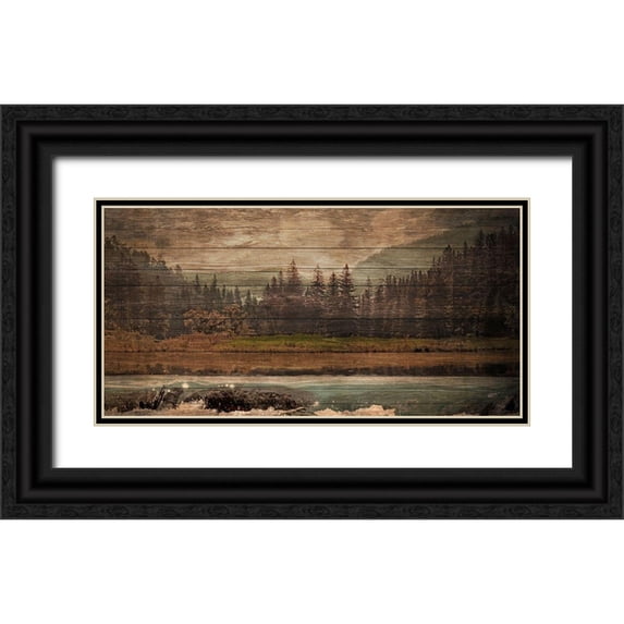Brown, Denise 14x9 Black Ornate Wood Framed with Double Matting Museum Art Print Titled - Mountain Reflection 4